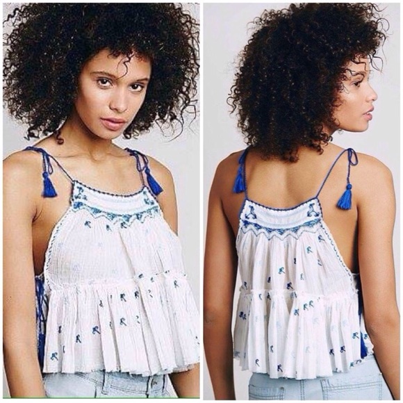 Free People Tops - Free People Magic Power Embroidered Tassel Tank